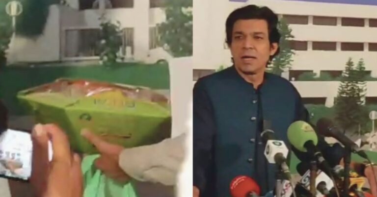 فیصل واوڈا 27ویں ترمیم کی منظوری سے پہلے مٹھائی لے کر پارلیمنٹ پہنچ گئے