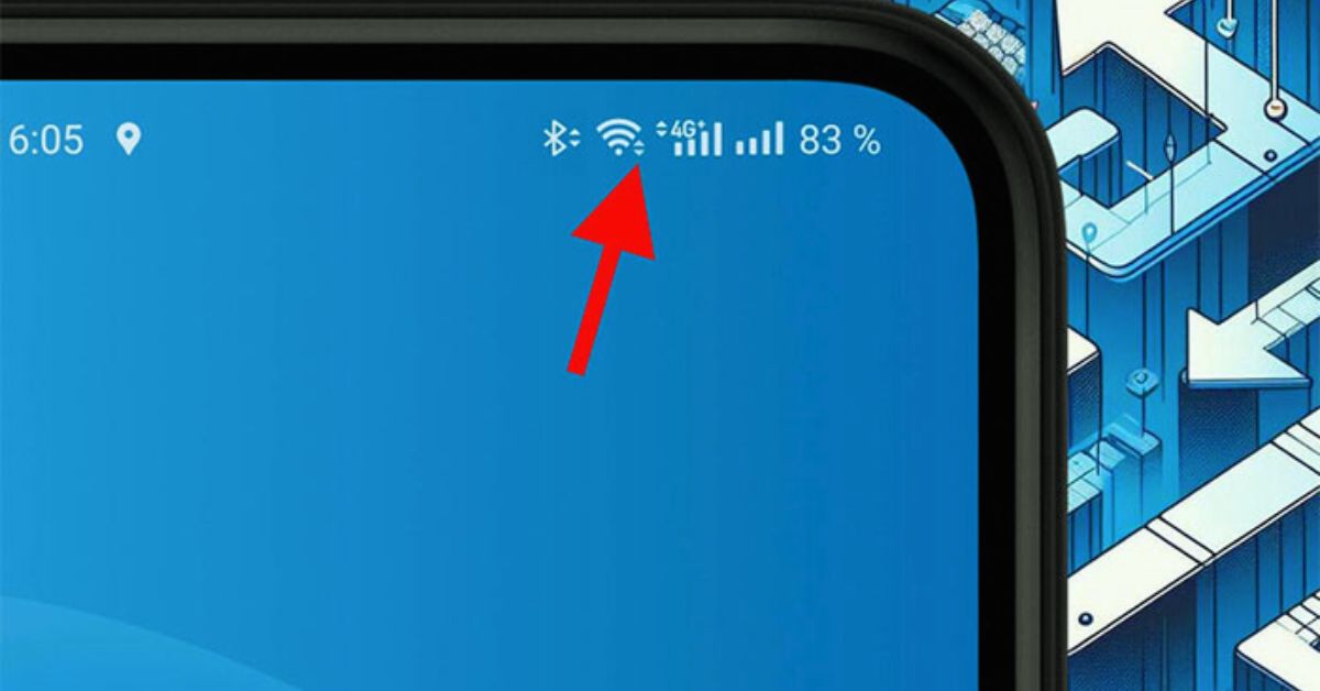اینڈرائیڈ فون میں وائی فائی سمبل کے برابر میں تیر