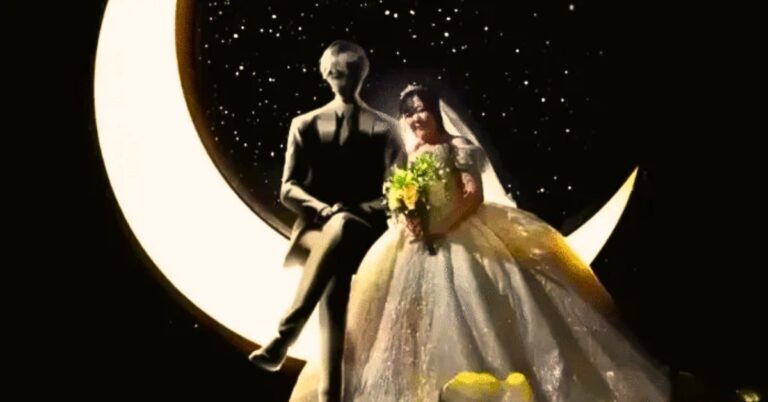 A girl and robots structure