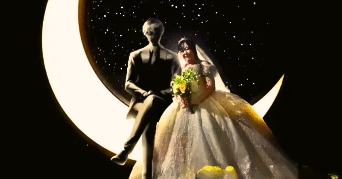 A girl and robots structure